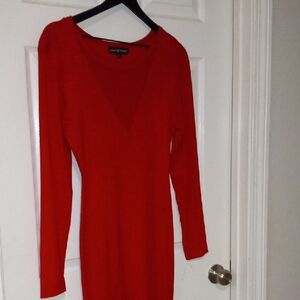Almost Famous Red Dolman Sleeve V-Neck Dress